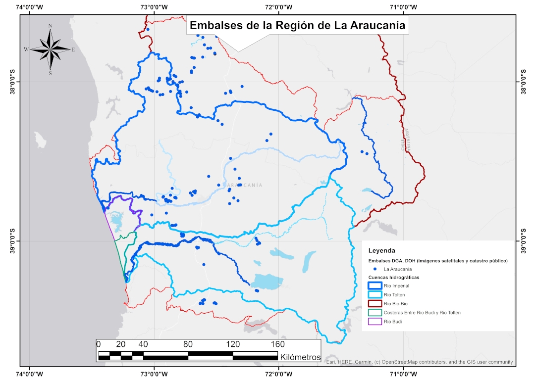 Embalses de la Región de La Araucanía.